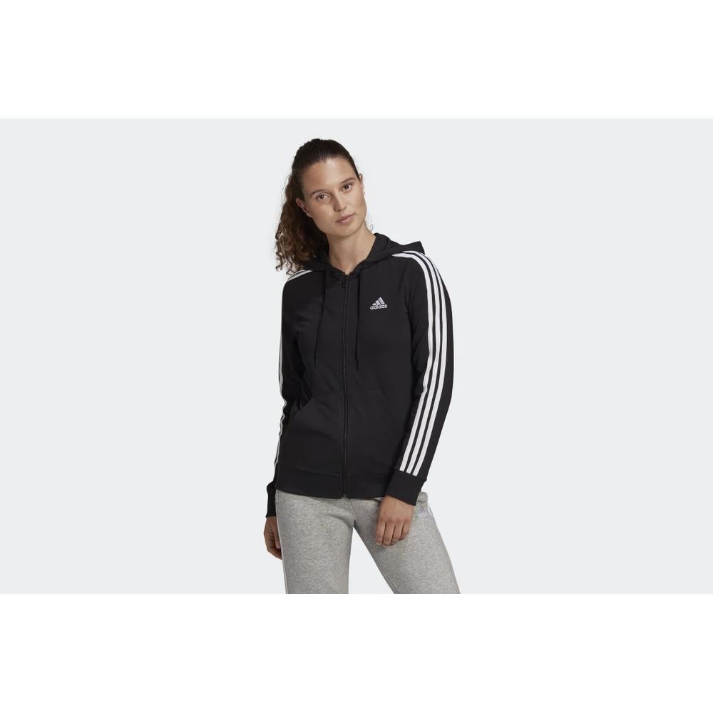 Bluza adidas Essentials Single Jersey 3-Stripes Full-Zip Hoodie GL0798 - czarna