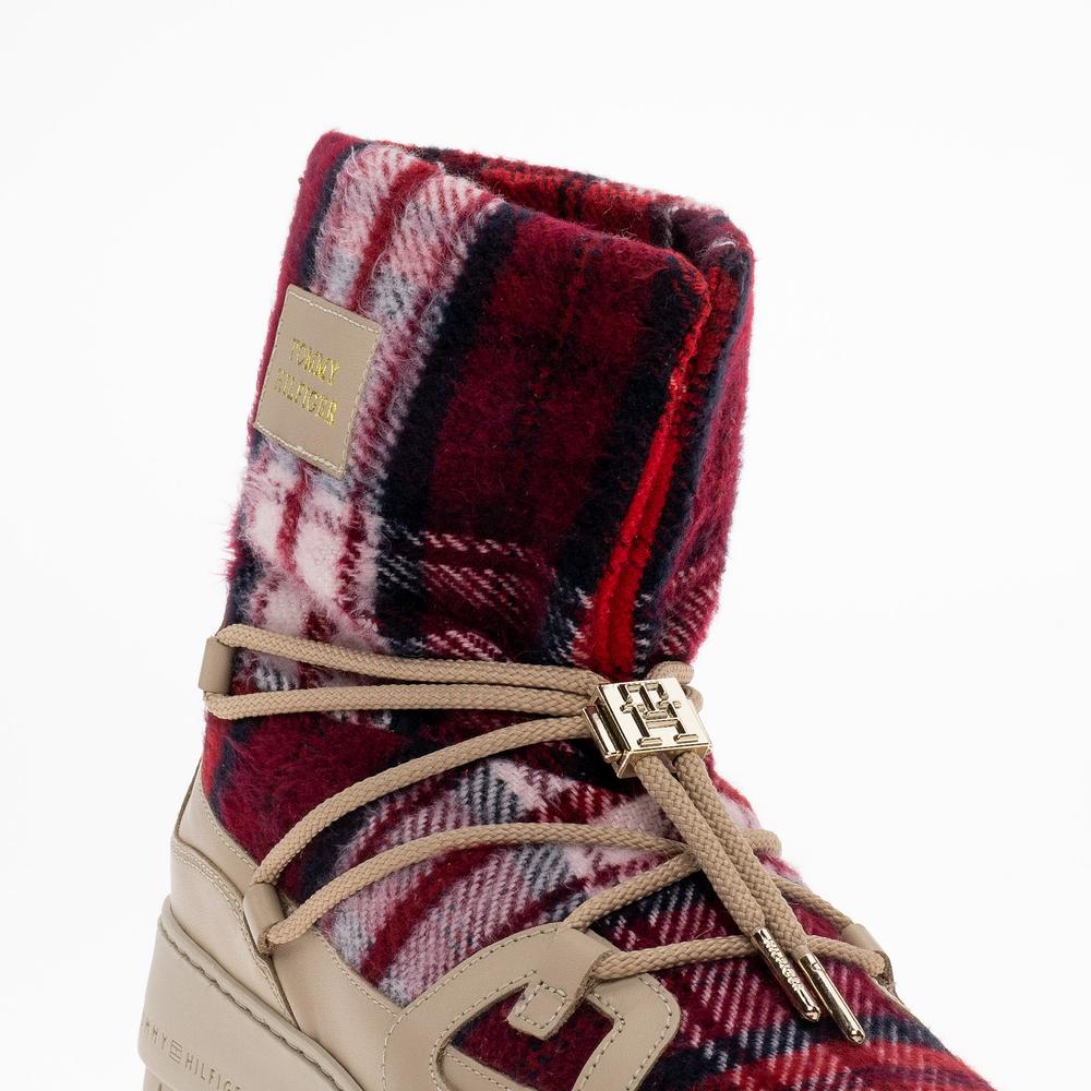 Buty Tommy Hilfiger Tartan Snowboot FW0FW07612-ABO - beżowe