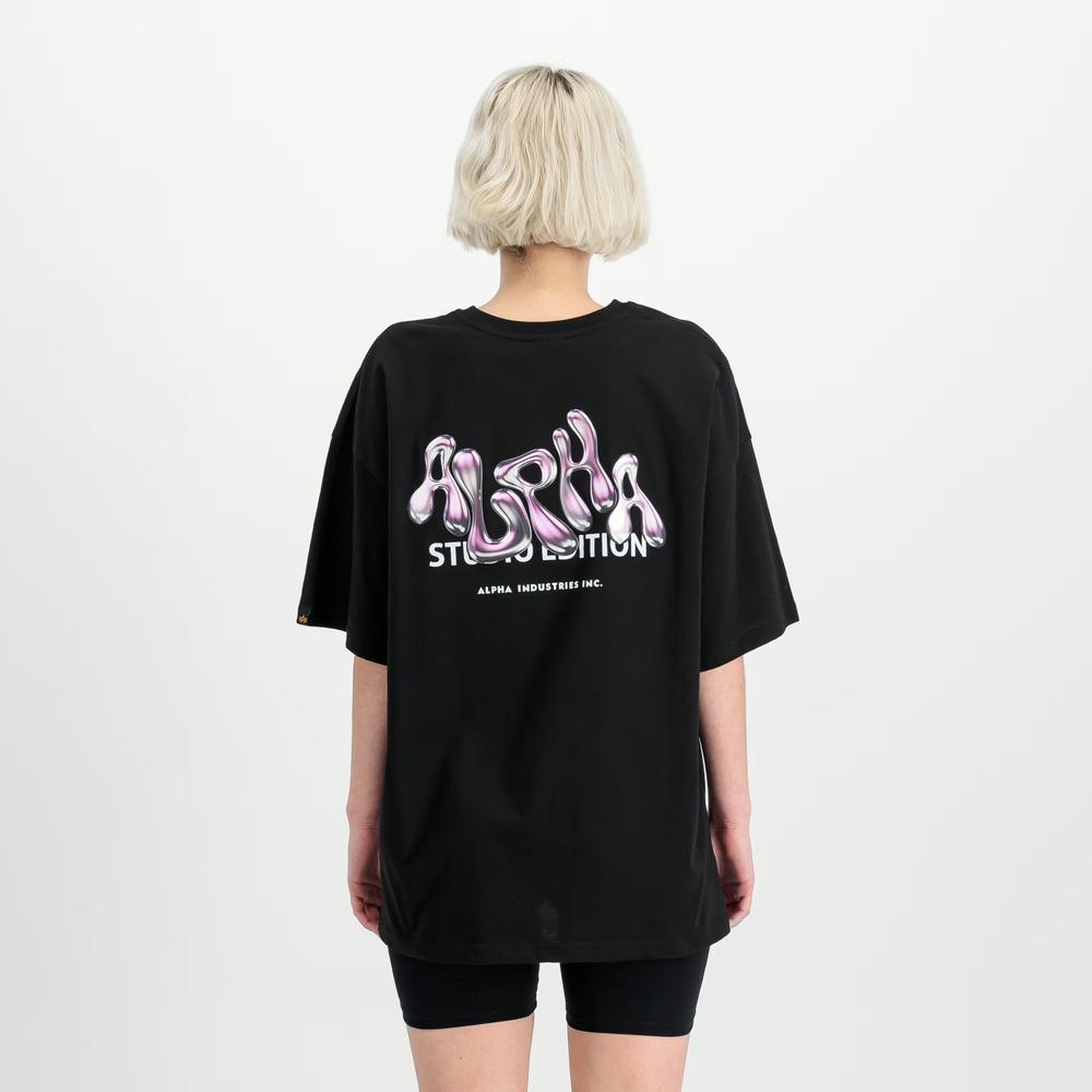 Koszulka męska Alpha Industries Logo Backprint 15606203 - czarna