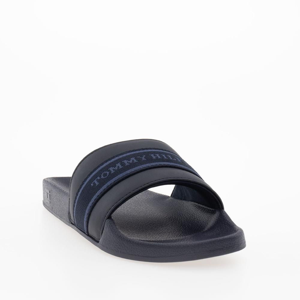Klapki Tommy Hilfiger Poolside With Webbing Slide FW0FW08529-DW6 - czarne