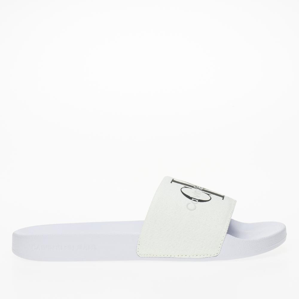 Klapki Calvin Klein Slide Monogram CO YW0YW00103-01W - białe