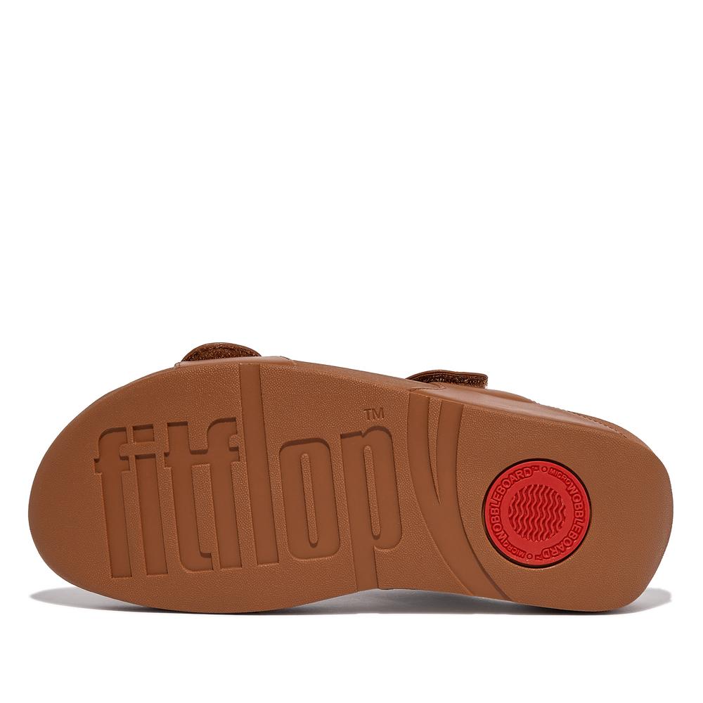 Klapki FitFlop Lulu Adjustable Leather FV6-592 - brązowe