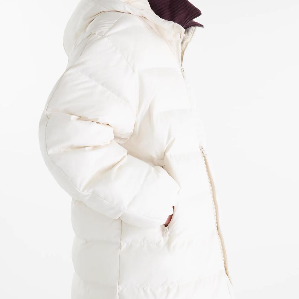 Kurtka damska New Balance Boston Long Puffer WJ62Y0KBLIN - beżowa