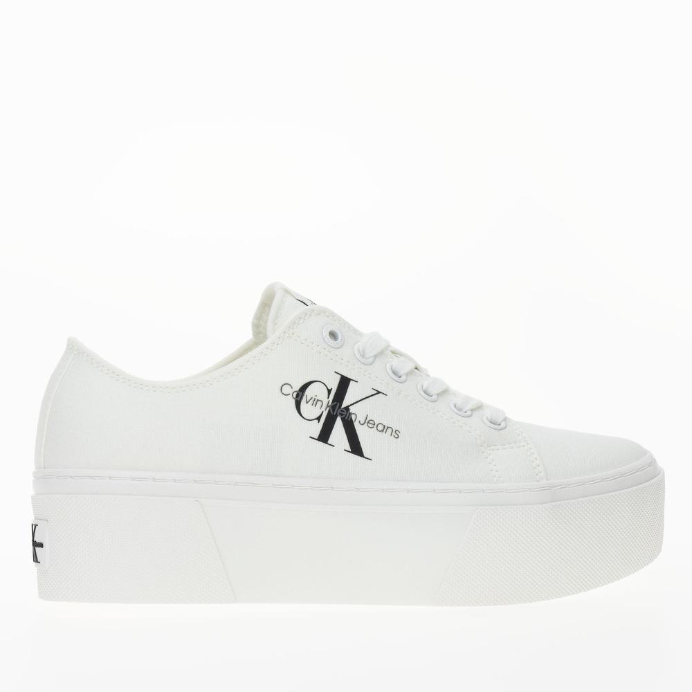 Buty Calvin Klein Vulc Flatform+ Cupsole Low YW0YW01033-01T - białe