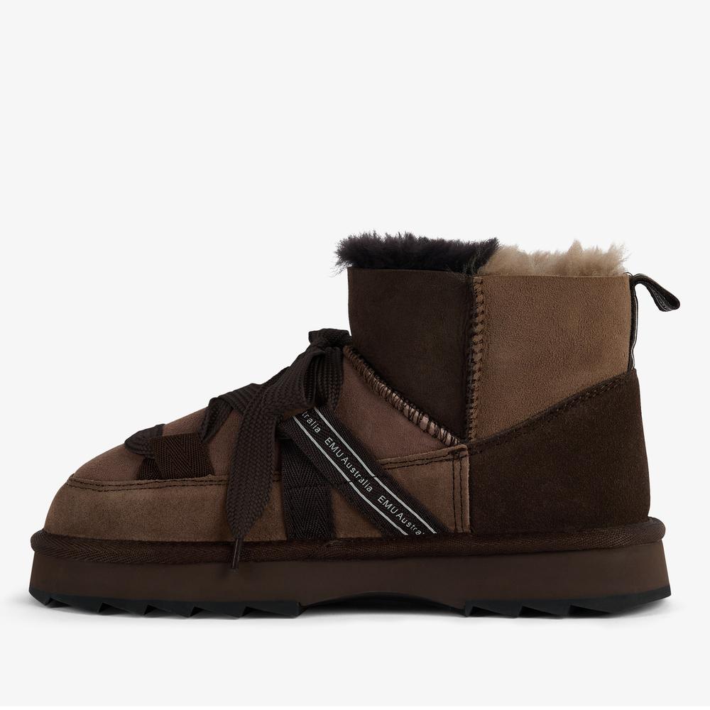 Buty damskie Emu Australia Blurred Micro Patch W13195CHOC - brązowe