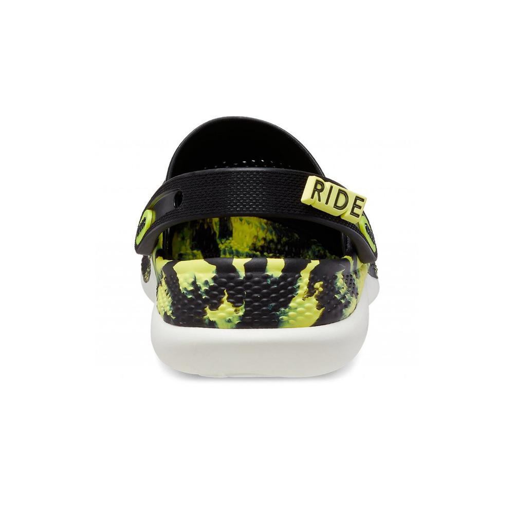 Klapki Crocs LiteRide 360 Marbled Clog 207634-02K - czarno-żółte
