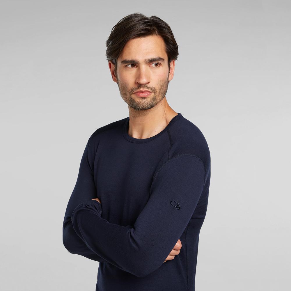 Koszulka męska Icebreaker Merino 260 Tech Long Sleeve Crewe Thermal Top 1043714011 - granatowa