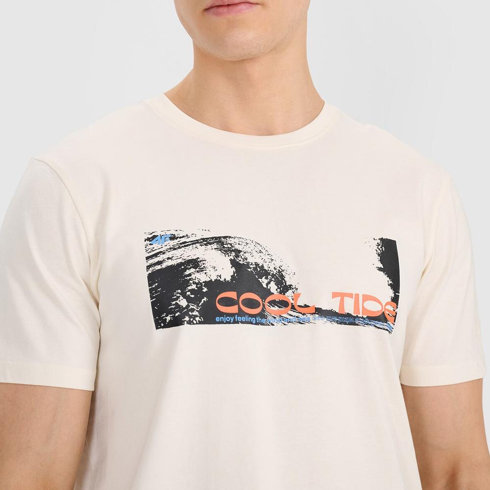 Koszulka męska 4F WSS25TTSHM203011S - beżowa