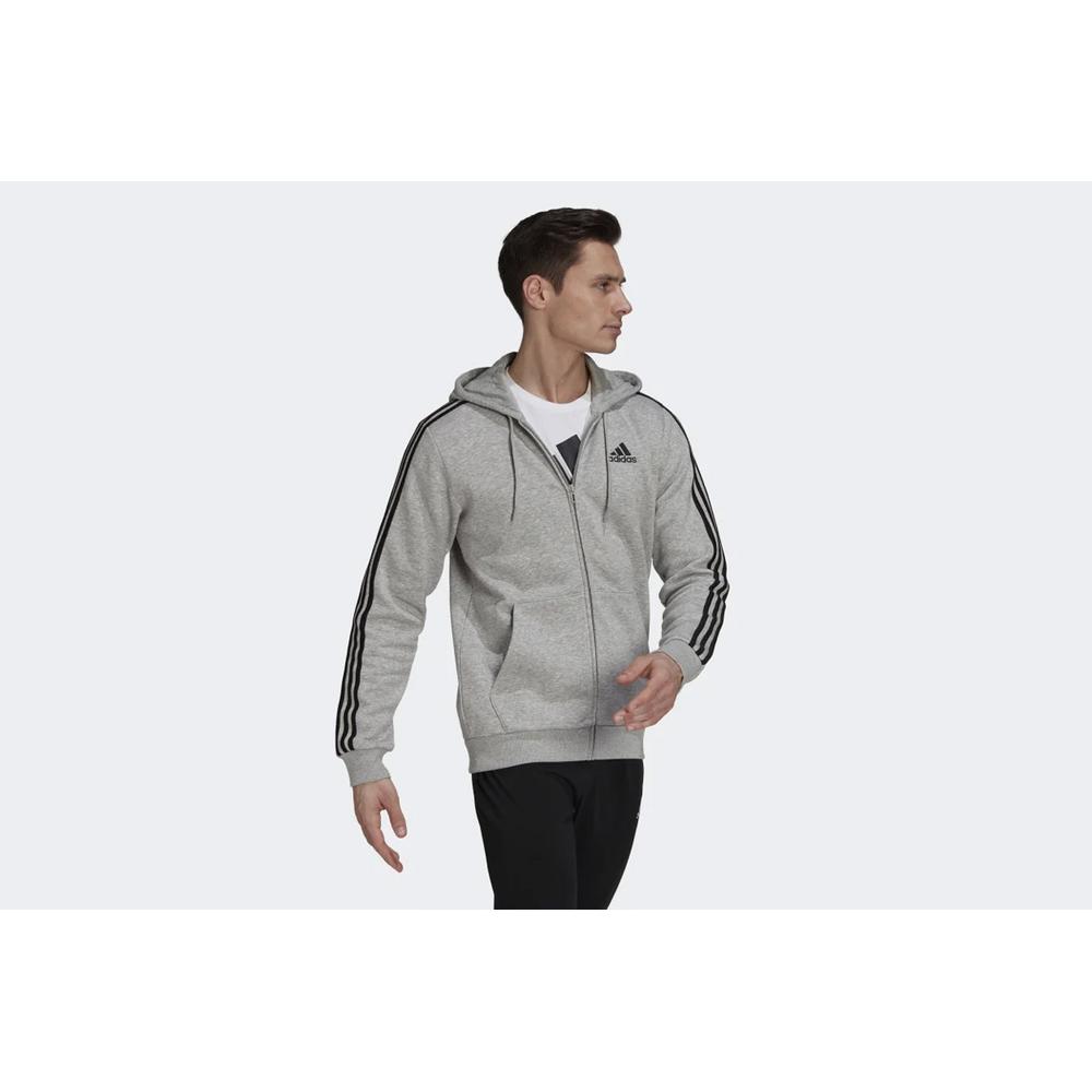 Bluza adidas Essentials Fleece 3-Stripes Full-Zip Hoodie HB0041 - szara