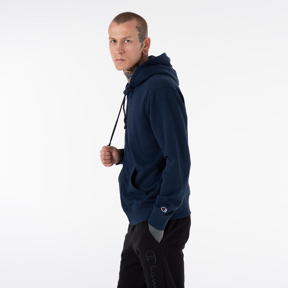 Bluza Champion Embroidered Full-Zip Heavy Cotton Hoodie 218493-BS538 - granatowa