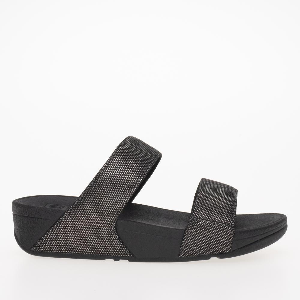 Klapki FitFlop Lulu Glitz-Canvas Slides HR2-B06 - czarna