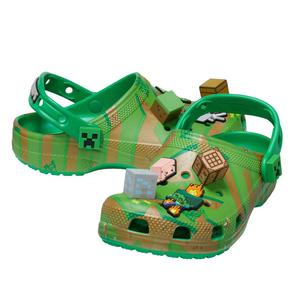 Klapki Crocs Kid's Minecraft Elevated Clog 208473-90H - zielone