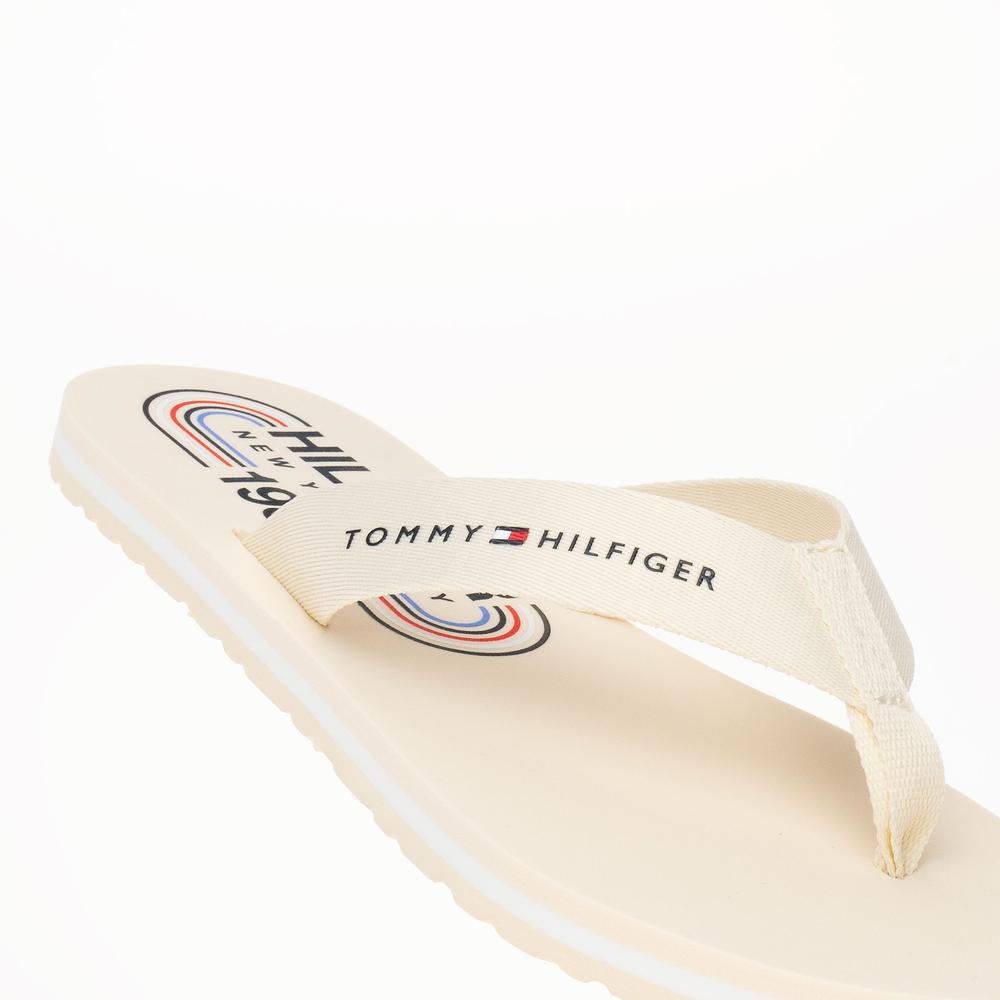 Japonki Tommy Hilfiger Global Stripes Flat Beach Sandal FW0FW07856-AEF - beżowe