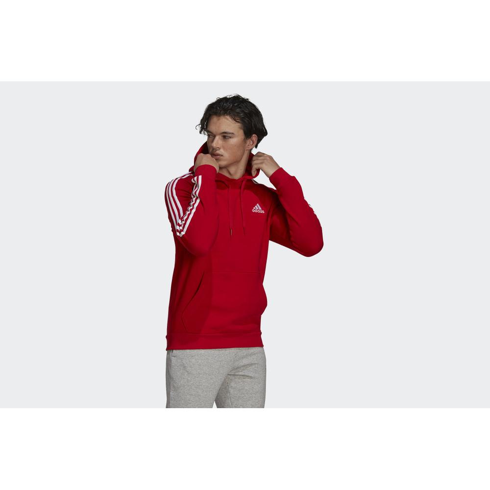 Bluza adidas Essentials Fleece 3-Stripes Hoodie GU2523 - czerwona