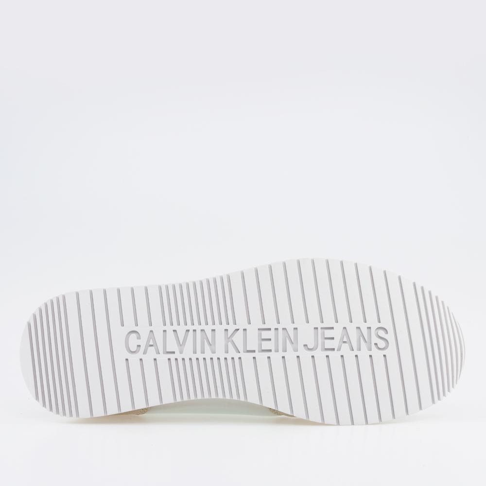 Buty Calvin Klein Runner Sock Laceup Ny-Lth YW0YW00840-0K7 - kremowe