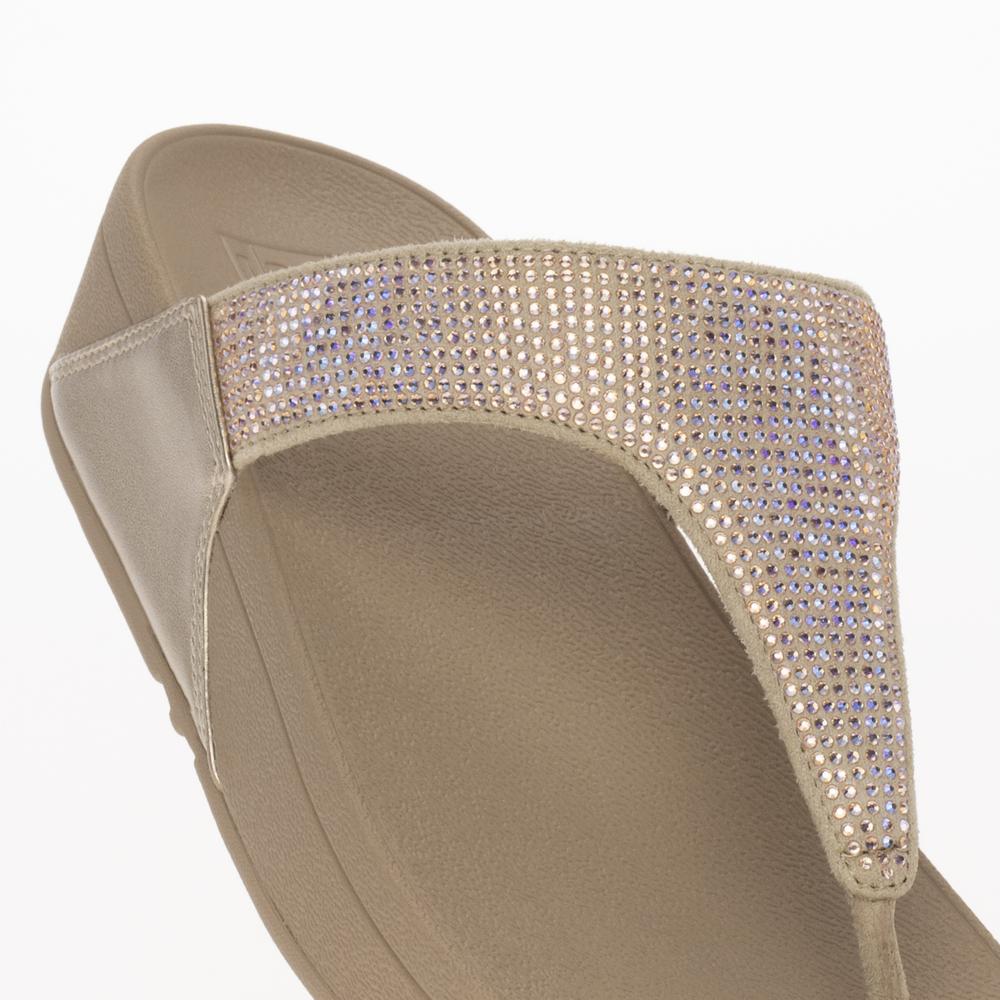 Japonki FitFlop Lulu Crystal Embellished Toe-Post Sandals EC5-A94 - beżowe