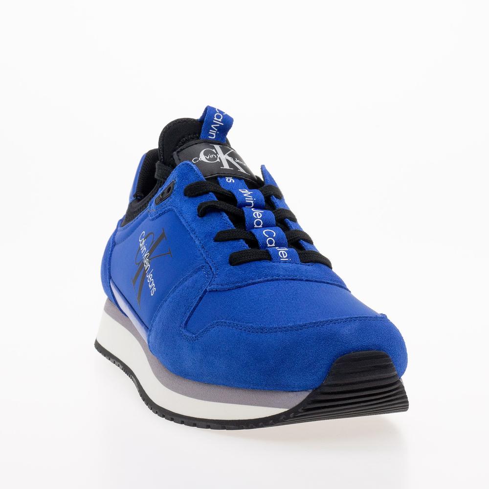 Buty Calvin Klein Jeans Runner Sock Laceup YM0YM00553-0GZ - niebieskie