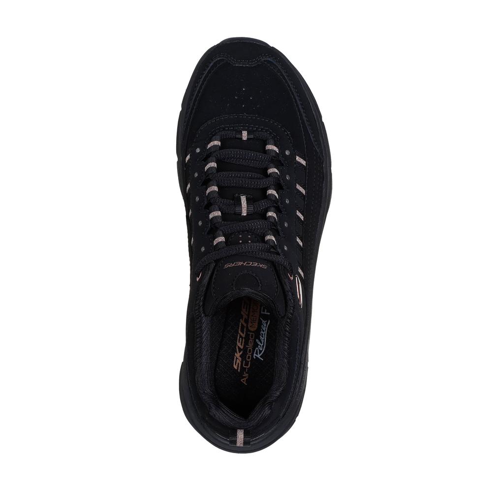 Buty damskie Skechers Relaxed Fit D'Lux Walker 2.0 Golden Step 150106BKRG - czarne