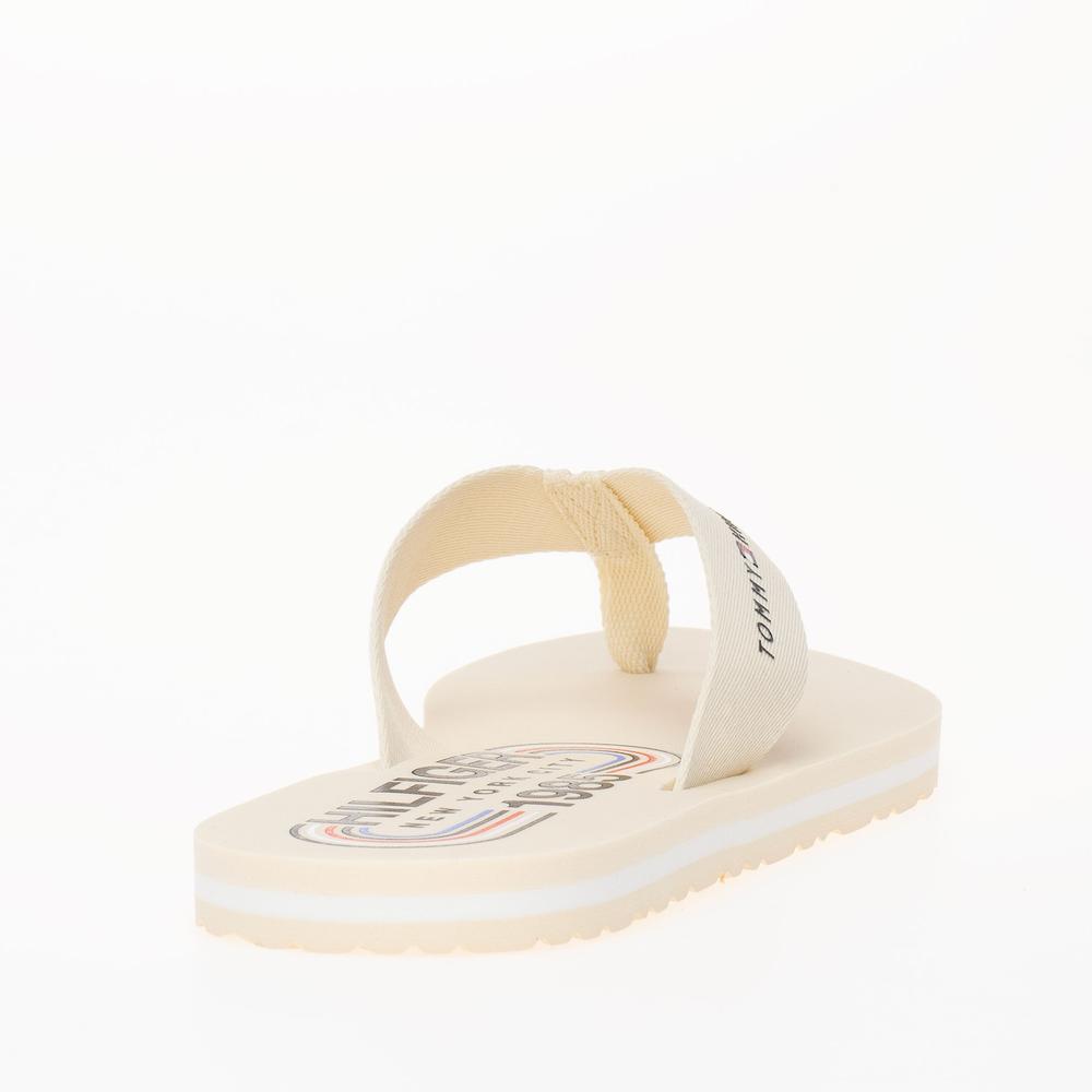 Japonki Tommy Hilfiger Global Stripes Flat Beach Sandal FW0FW07856-AEF - beżowe