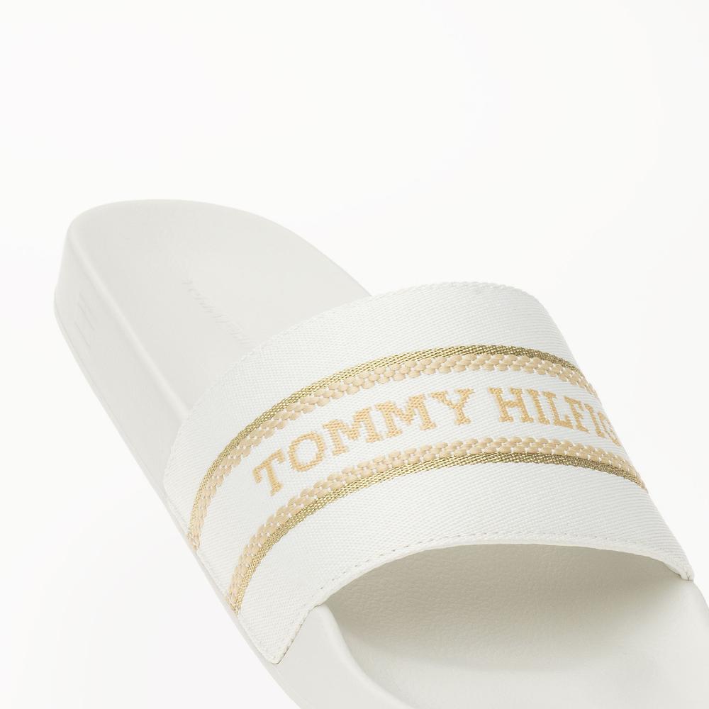 Klapki Tommy Hilfiger Poolslide With Webbing FW0FW07845-YBL - białe