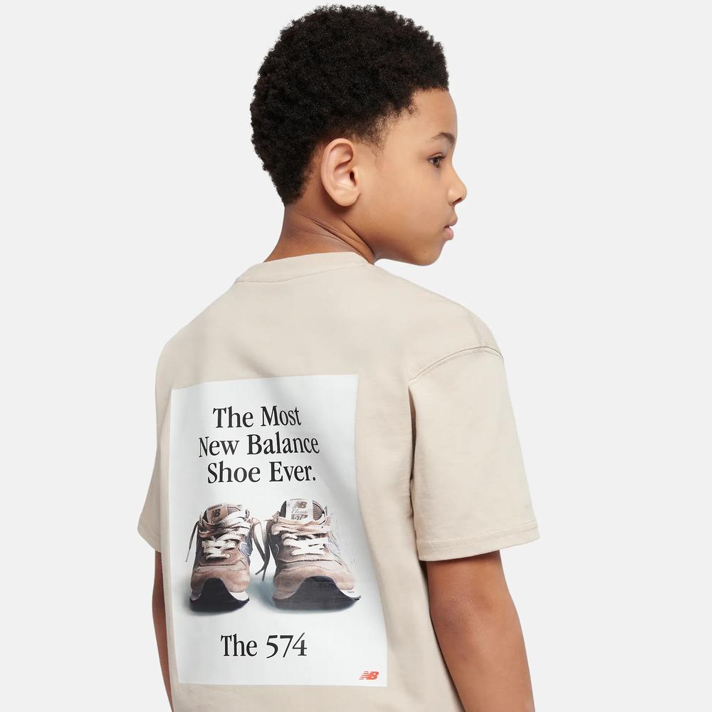 Koszulka dziecięca New Balance YT61A21ATWF - beżowa