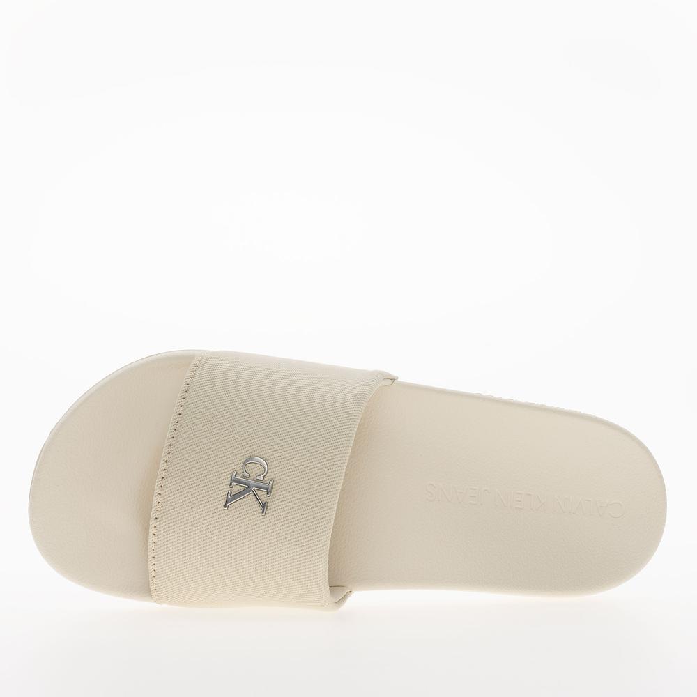 Klapki Calvin Klein Slide Monogram Hardware YW0YW01713-AEO - białe