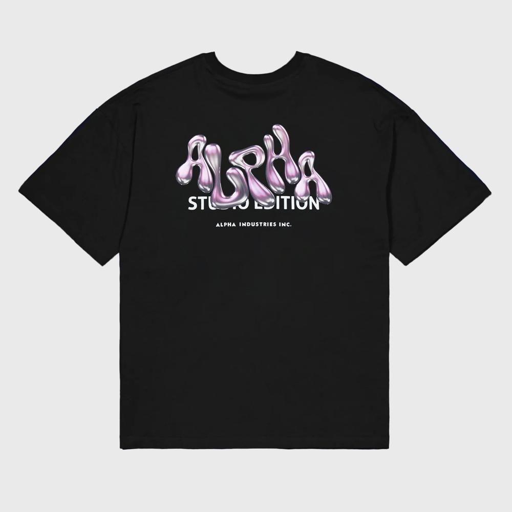 Koszulka męska Alpha Industries Logo Backprint 15606203 - czarna