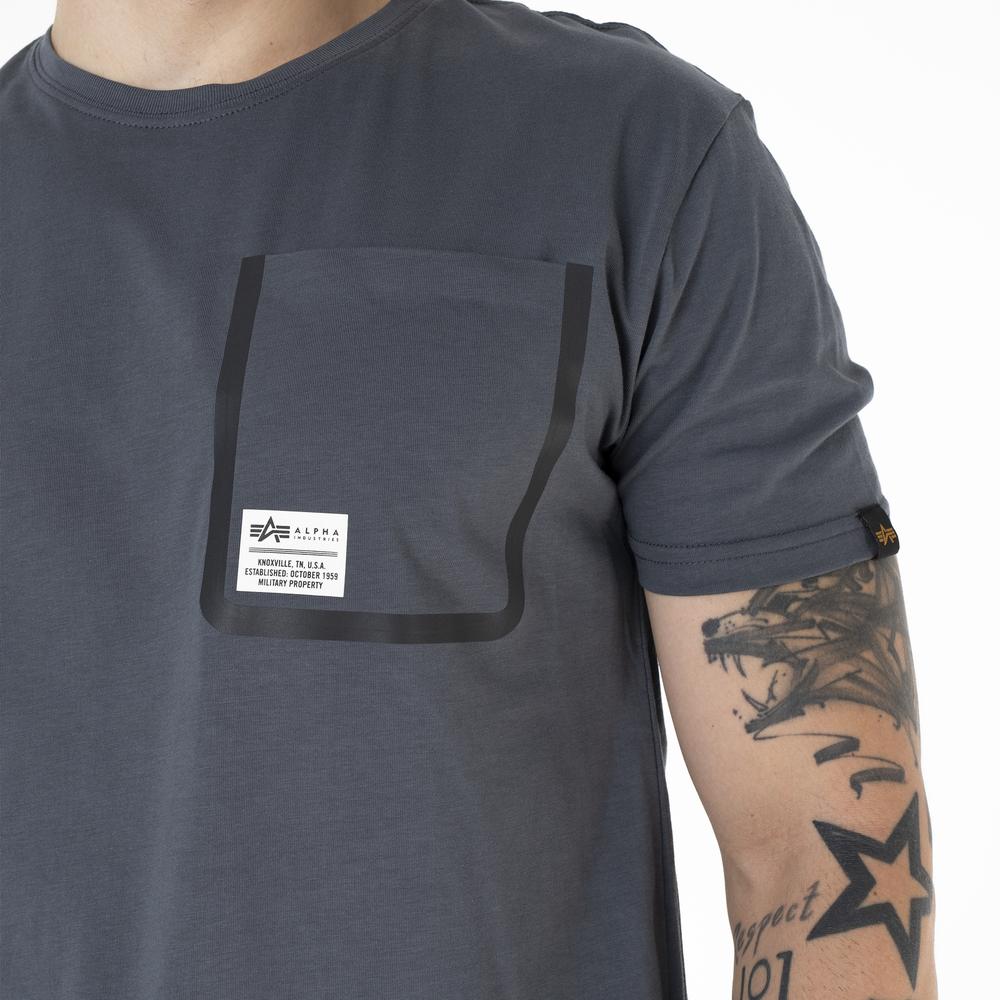 Koszulka Alpha Industries Label Pocket T 136501136 - granatowa