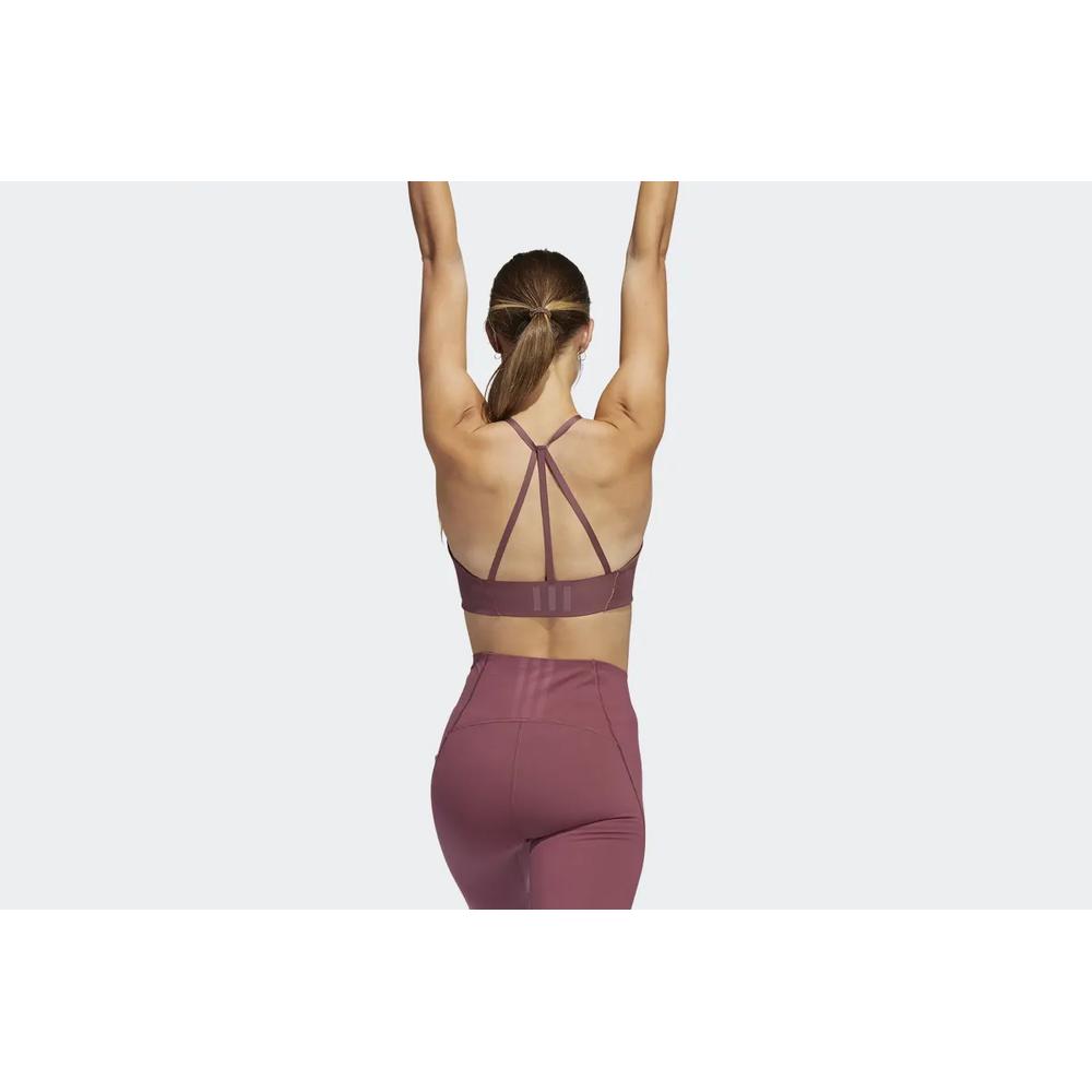 Biustonosz sportowy adidas  Yoga Studio Light-Support 3-Stripes HC7941 - różowy
