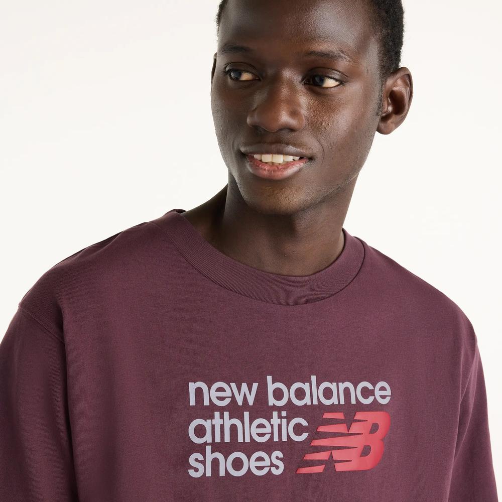 Koszulka męska New Balance Athletics Premium Relaxed Chest Logo MT51900YLR - bordowa