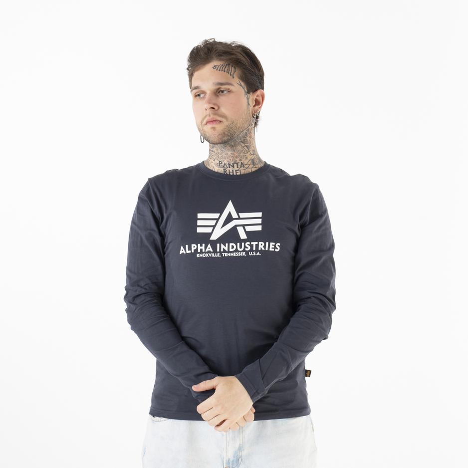 Koszulka Alpha Industries Longsleeve Basic 10051002 - granatowa