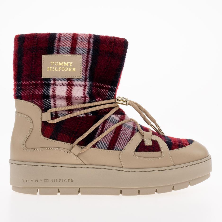 Buty Tommy Hilfiger Tartan Snowboot FW0FW07612-ABO - beżowe