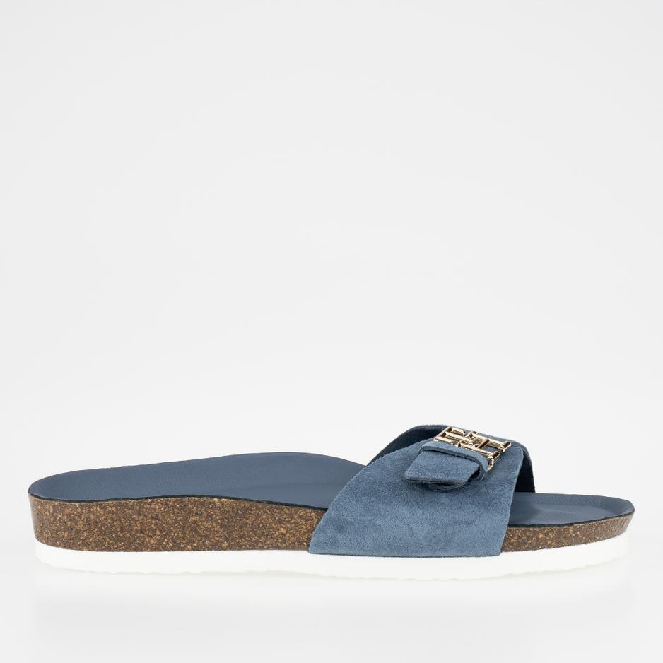 Klapki Tommy Hilfiger Monogram Flat Mule FW0FW07071-DBX - granatowe