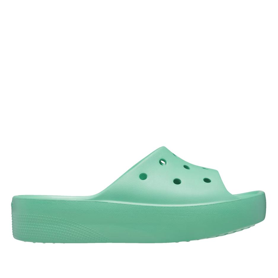 Klapki Crocs Classic Platform Slide 208180-3UG - zielone