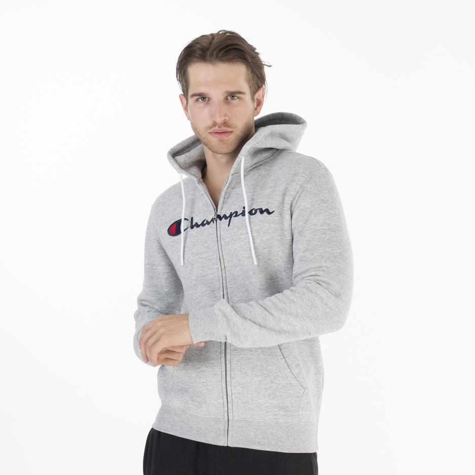 Bluza Champion Embroidered Full Zip Fleece Hoodie 219205-EM021 - szara