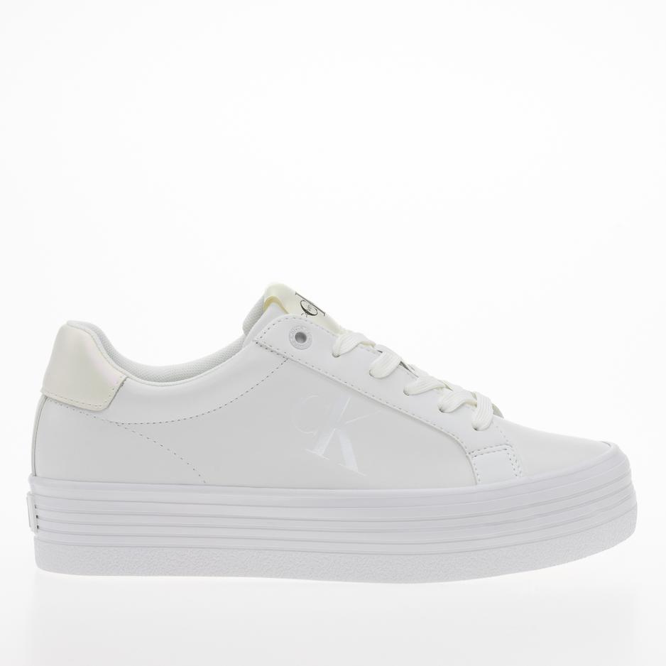 Buty Calvin Klein Jeans Bold Vulc Flatf Laceup YW0YW01144-01T - białe