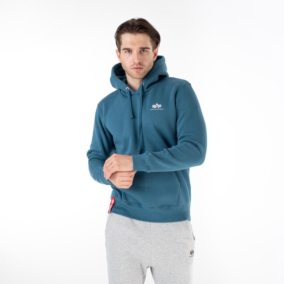 Bluza Alpha Industries Basic Hoody Small Logo 196318678 - niebieska