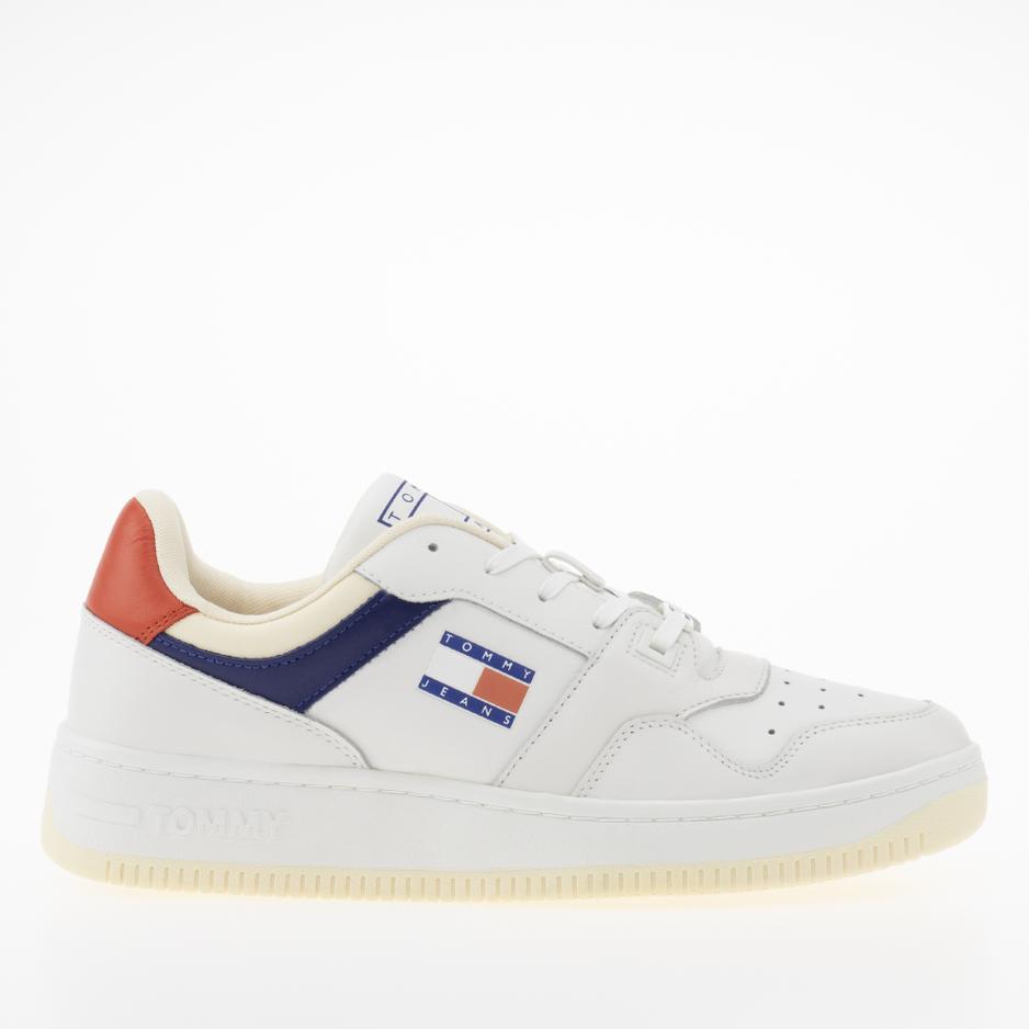 Buty Tommy Jeans Premium Leather Basketball EM0EM01216-0GY - białe