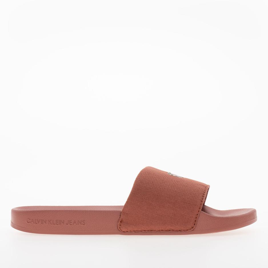 Klapki Calvin Klein Slide Monogram Hardware YW0YW01713-GAM - pomarańczowe