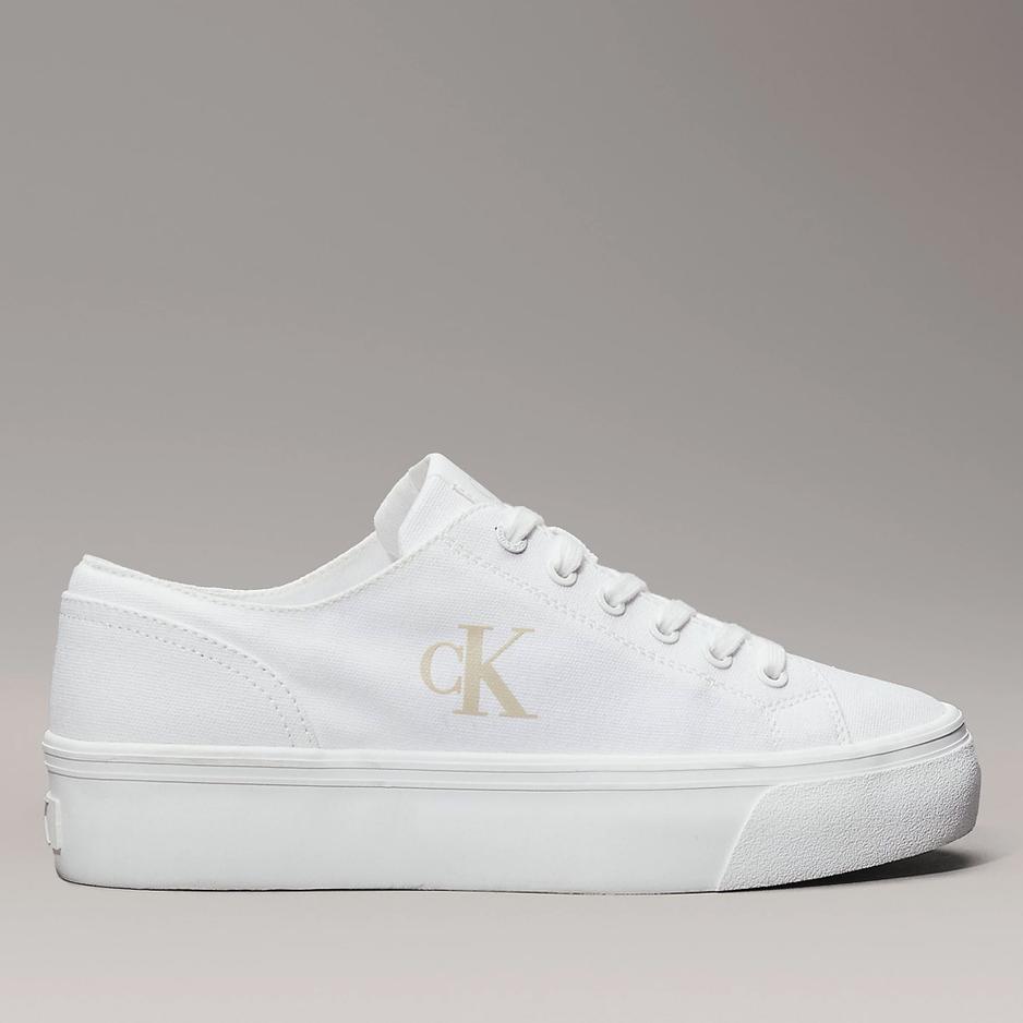 Buty Calvin Klein Vulc Flatform Low CV MG YW0YW01763-01W - białe