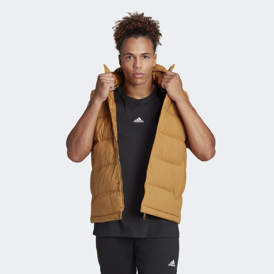 Bezrękawnik adidas Helionic Hooded Down Vest HG6275 - brązowy