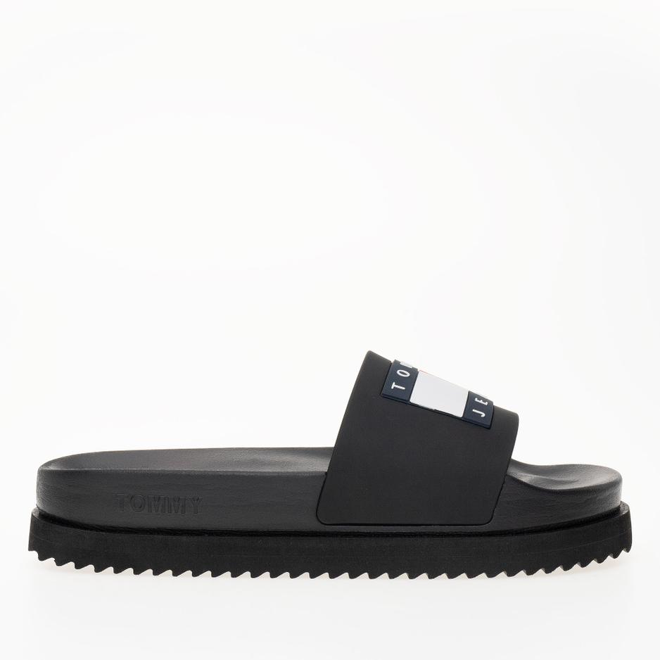 Klapki Tommy Jeans Elevated Flatform EN0EN02451-BDS - czarne