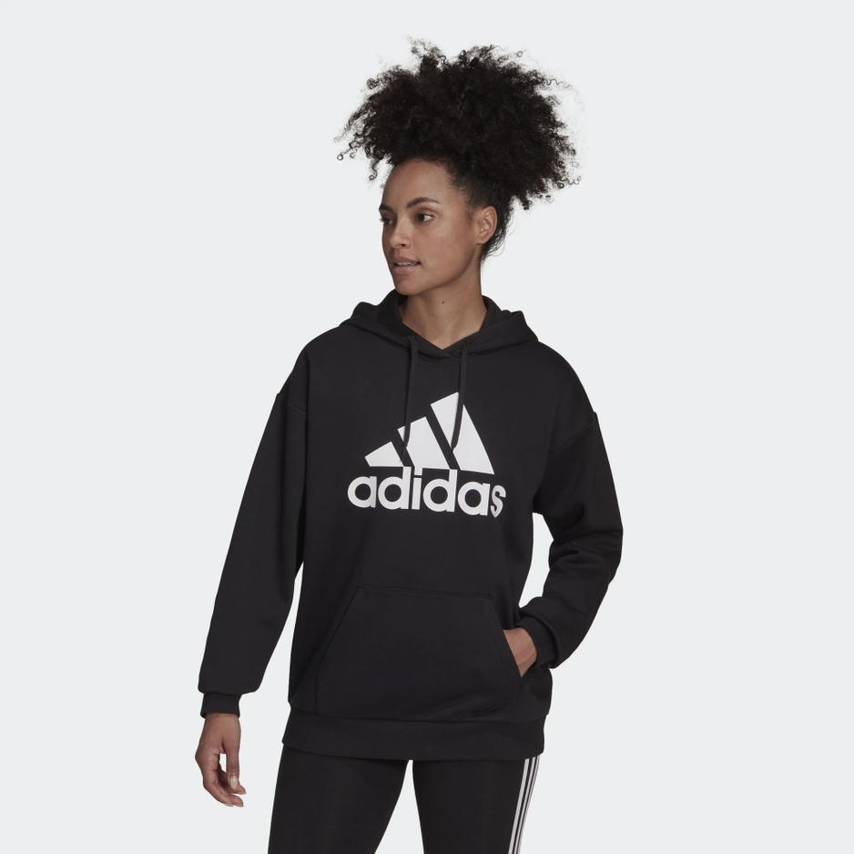 Bluza adidas Essentials Logo Boyfriend Fleece Hoodie HD1756 - czarne