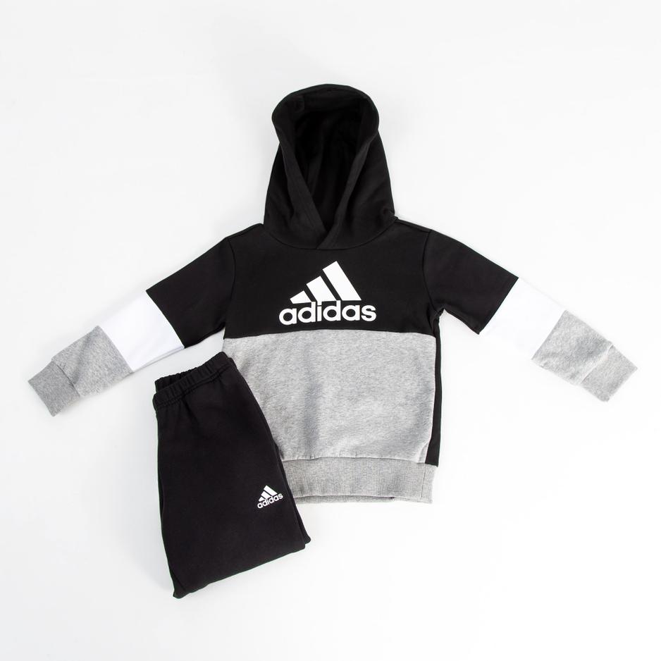 Dres adidas Color Block Fleece Tracksuit HN3472 - czarno-biały