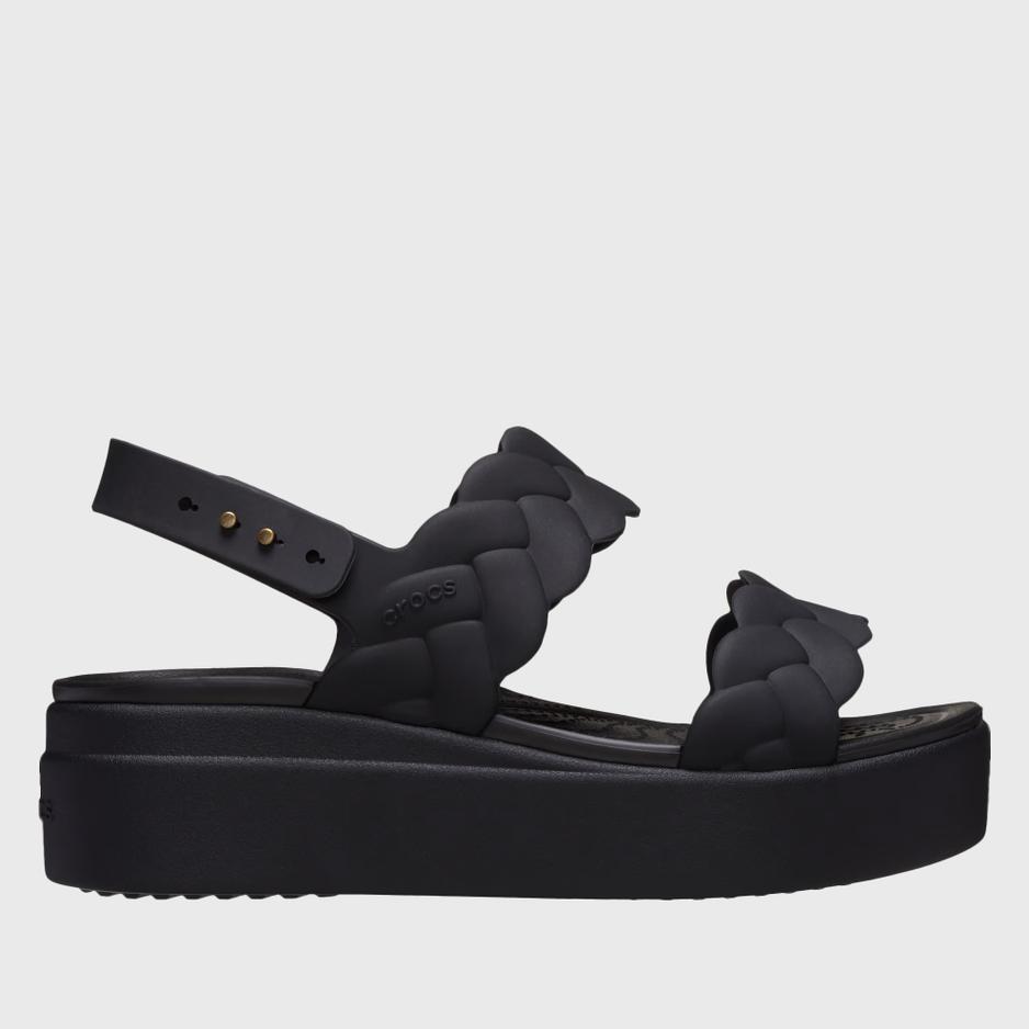 Klapki damskie Crocs Brooklyn Woven Low Wedge 209977-060 - czarne