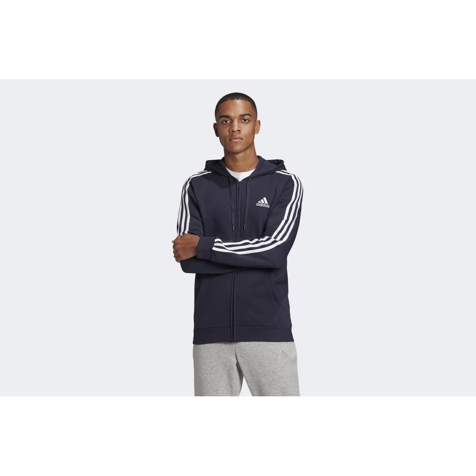 Bluza adidas Essentials Fleece 3-Stripes Full-Zip Hoodie GK9053 - granatowa