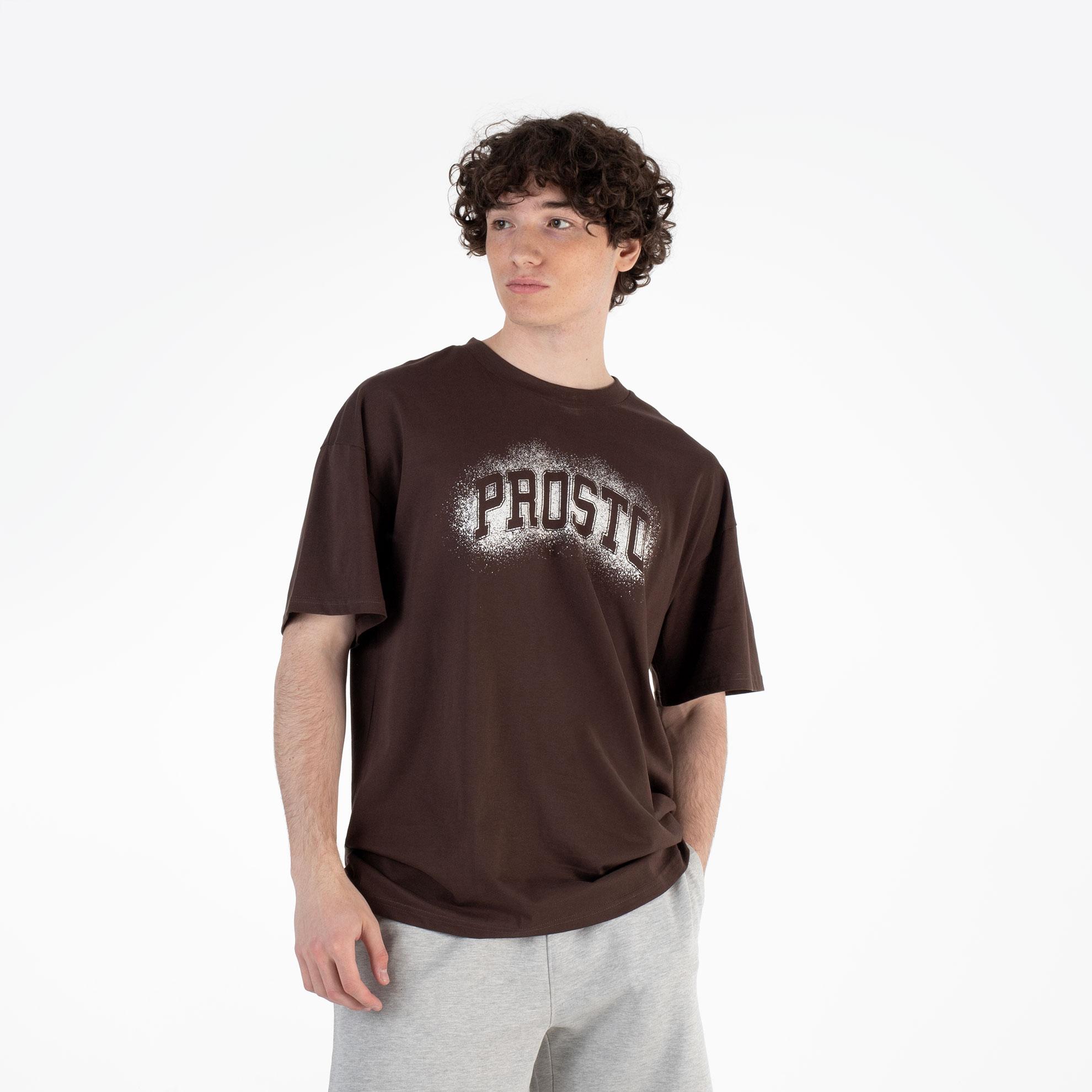 Koszulka Prosto Jung Dark KL251MTEE1093 męska, brązowa