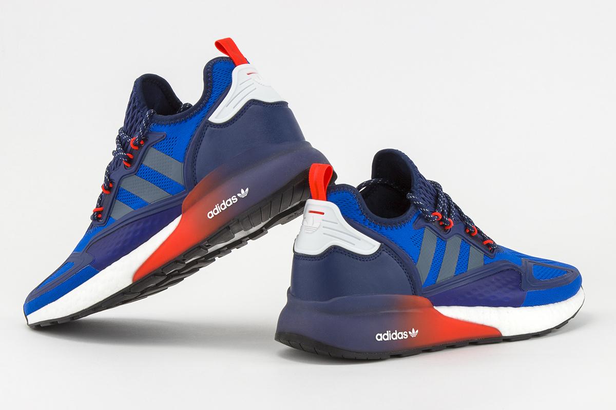 2DS青 BUTY ADIDAS ZX 2K BOOST FX8836 MĘSKIE, NIEBIESKIE
