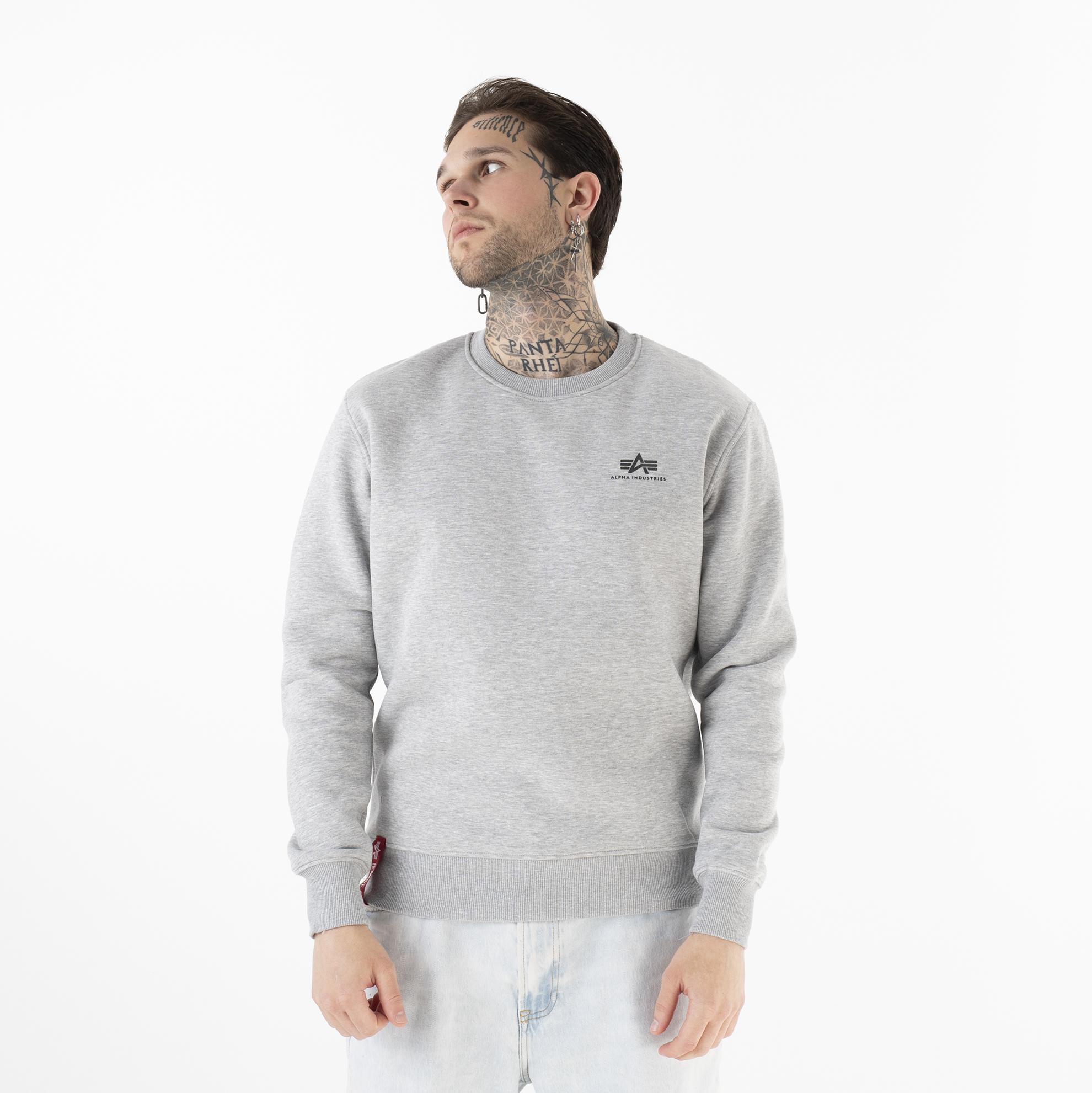 Bluza Alpha Industries Basic Sweater Small Logo 18830717 m ska szara