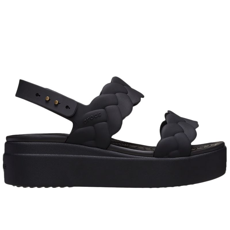Klapki Crocs Brooklyn Woven Low Wedge 209977-060 - czarne
